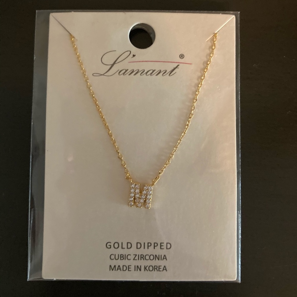 L’amant Cubic Zirconia Necklace - Letter M (NWT)
